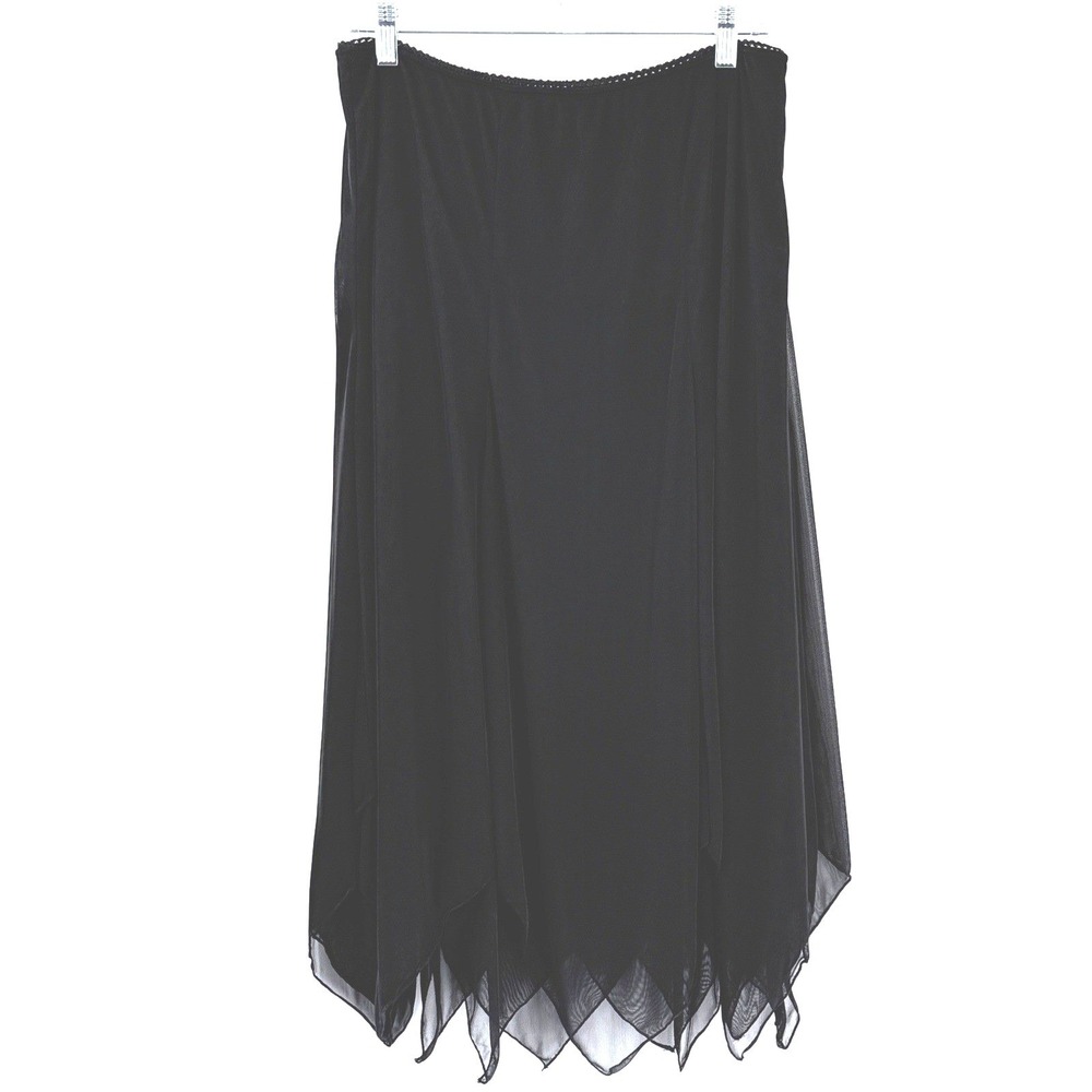 Whimsigoth Goth Witchy Skirt Womens sz M Black Hanky Hem asymmetrical flowy chic